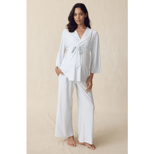 Maternity DreamModal® Kimono Three-Piece Set in Fog (Small)