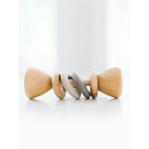 Silicone + Wood Rattle (Taupe)