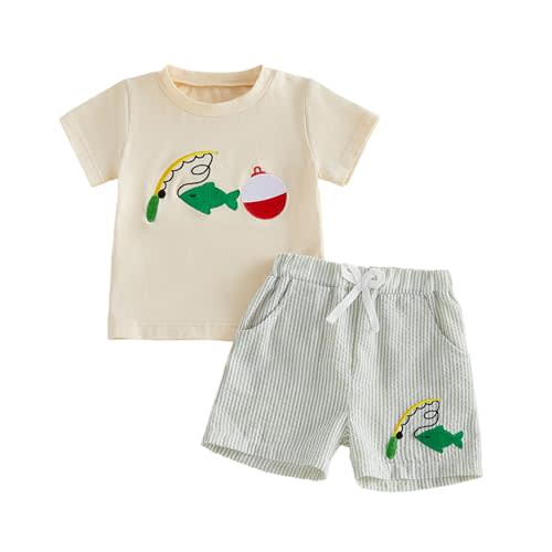 Kaipiclos Baby Boys Clothes Toddler Summer Outfits Short Sleeve Duck Print Pocket T-Shirt Tops and Shorts Farm Baby Clothes