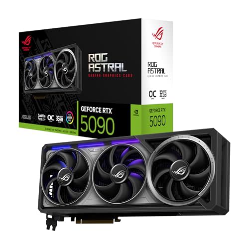 ASUS ROG Astral GeForce RTX 5090 32GB GDDR7 OC Edition Gaming Graphics Card | PCIe 5.0, HDMI/DP 2.1, 3.8-slot, 4-fan, Axial-tech Fans, Vapor Chamber, Phase-change GPU Thermal Pad