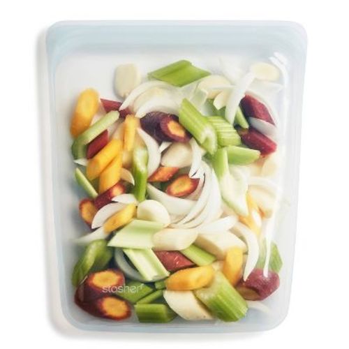 stasher Premium Silicone Reusable Food Storage Half Gallon Bag - Mystery Color(Clear or Aqua): BPA-Free, Phthalate-Free