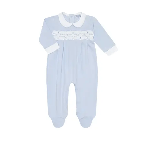 Signature Smocked Boys Footie- Blue