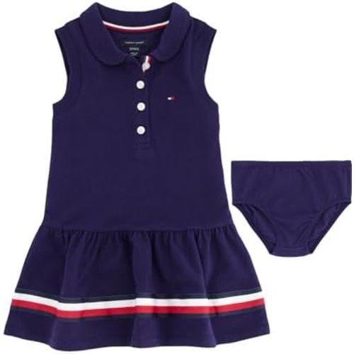 Tommy Hilfiger Baby Girl's Short Sleeve Polo Dress With Matching Bloomers