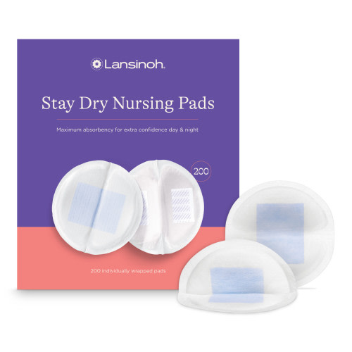 Lansinoh Stay Dry Disposable Nursing Pads, Soft and Super Absorbent Breast Pads, 200 Count HSA/FSA Eligible