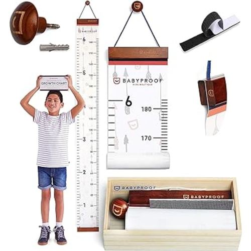 Growth Chart for Kids by Baby Proof - Measuring Height Chart and Kids Decor! Meaningful Memories Through Kid Size Chart Measurement. Pastel Arrows Growth Chart Ruler for Wall with Wooden Keepsake Box
