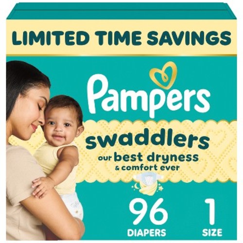 Pampers Swaddlers Sensitive Disposable Diapers - Size 1 - 96ct