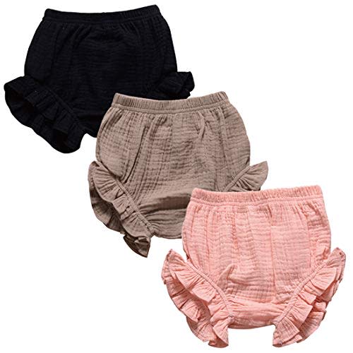 3PC Shorts Set Newborn Baby Girls Boys Pants Cotton Linen Blend Cute Floral Bloomers Triangle Shorts