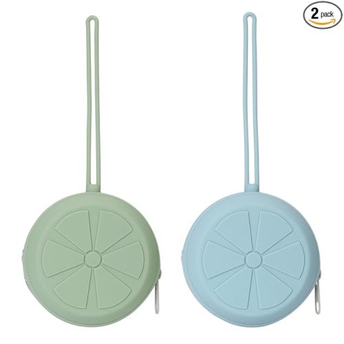 Silicone Pacifier Holder Case, Silicone Pacifiers Storage Case for Newborn, BPA-Free Portable Travel Pacifier Pouch for Boys & Girls(Sage, Ether)