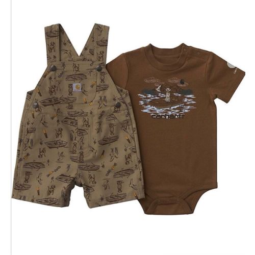 Boys' 2-Piece Short Sleeve Bodysuit & Canvas Printed Shortall Set (Baby) | Carhartt
