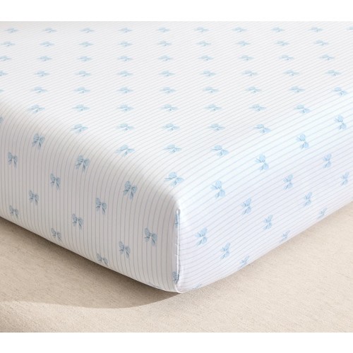 Bella Bow Stripe Organic Crib Fitted Sheet