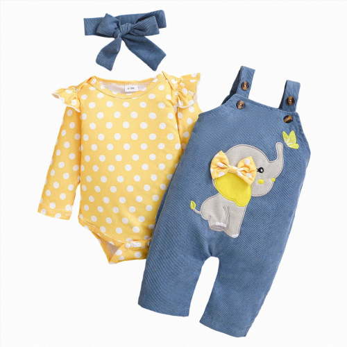 Kogui Baby Outfit Girl Winter Baby Girl Outfit Newborn Infant Baby Girls Clothes Ribbed Romper Bodysuit Pants Set Fall Winter Outfits 0 3 6 9 12 18 Months (Yellow,0-3 Months)