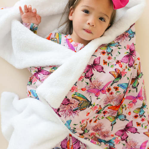 Watercolor Butterly Square Plush Patoo® Blanket