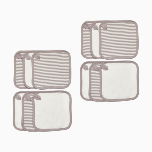 Small Story Organic Cotton Washcloth (6 Pack) - Gray Stripe, 12