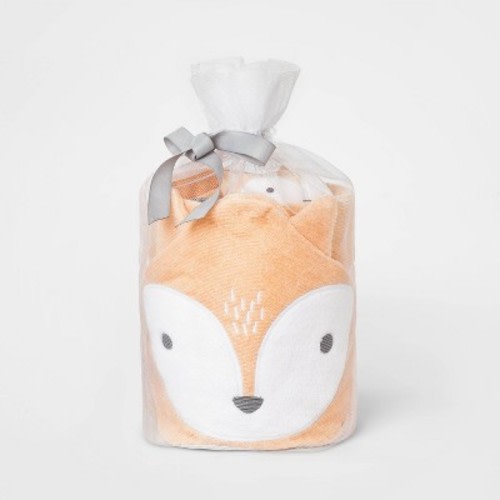 Baby Fox Bath Towel And Washcloth Set - Cloud Island™ Orange