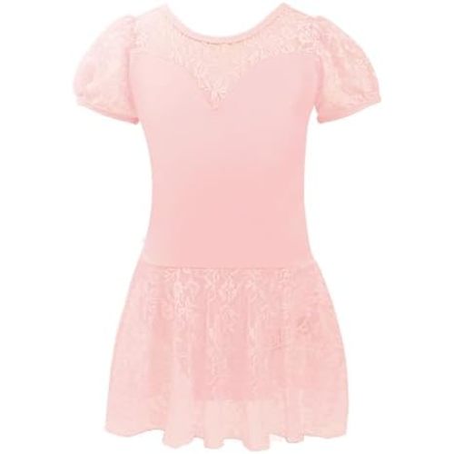 High Neck Ballet Leotards Lace Dance Costume for Toddler, Little/Big Girls, Little/Big Kids