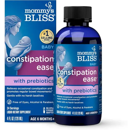 Mommy's Bliss Constipation Ease + Prebiotics, Relieves Occasional Constipation, Gentle & Safe, No Harsh Laxatives, 4 Fl Oz Bottle (Pack of 1)