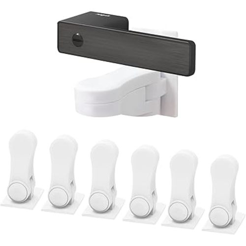 Child Proof Door Lever Lock(6 Pack) - Baby Proofing Door Handle Lock, 3M Adhesive & No DrillingNeed, Minimalist Design, Child Safety Door Handle Locks