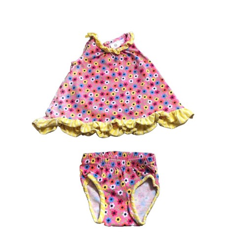 Hanna Anderson 3-6 Month Baby Girl Pink Yellow Floral Dress With Bloomers