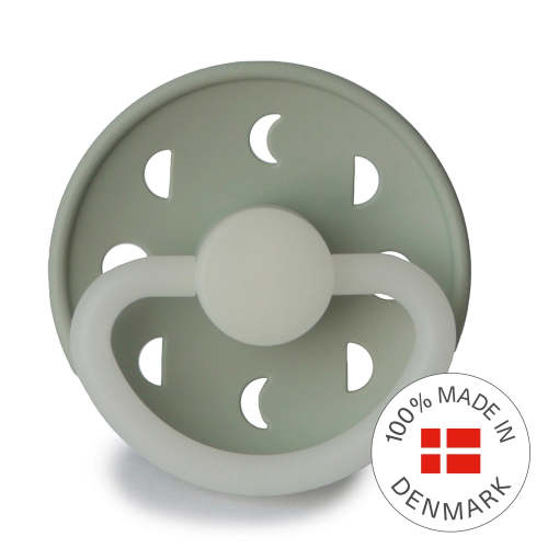 FRIGG Round Pacifier - Moon Phase Night Silicone Size 2 - Sage