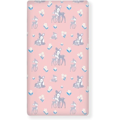 Cute Vintage Fawn Fitted Crib Sheet Animals Baby Crib Sheet Fit Standard Crib and Toddler Mattress,Crib Mattress Sheets for Boys Girls 28"x52"