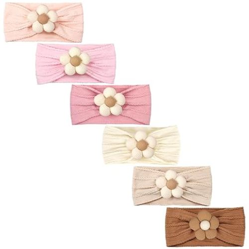 6 Pcs Baby Flower Headbands Baby Girl Nylon Headband Soft Newborn Hairbands
