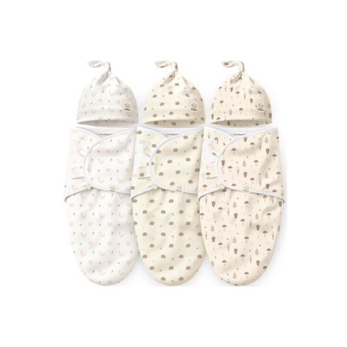 3-Pack Soothe Swaddle Wraps with Knot Hats