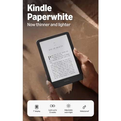 Amazon Kindle Paperwhite 16GB (newest model), Now thinner and lighter, 7" display, warm light, Without Lockscreen Ads, Graphite
