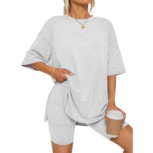 LILLUSORY Womens Lounge Sets Shorts 2 Piece Matching Pajamas Summer Outfits 2026 Casual Oversized Sweatsuits Spring Clothes