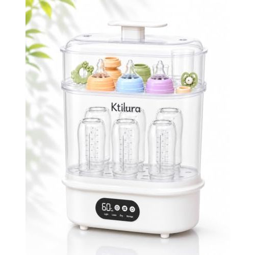4-in-1 Baby Bottle Sterilizer and Dryer,High-Temperature Steam Auto | and Waterless Low-Temperature Hot Air, HEPA Filter, 72H Storage, 6-Bottle Capacity for Pump Parts and Pacifiers