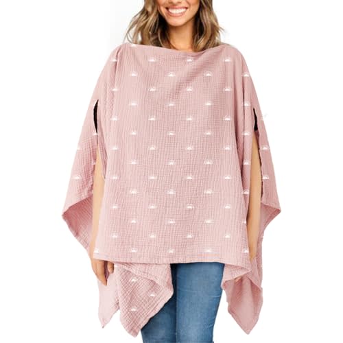 Konssy Muslin Nursing Cover for Breastfeeding, 360° Full Privacy Breathable 100% Cotton Breastfeeding Cover, Multi-use Carseat Canopy