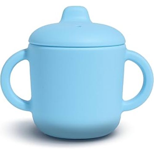6 Months+ Sippy Cups with Handles, Small Silicone Sippy Cups Leak Proof 5oz,No Spill Sippy cups for Toddlers (Powder Blue)