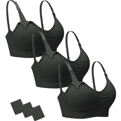Stelle Nursing Bras Maternity Bra for Breastfeeding Pregnancy Wireless Bralette with Pads, Extenders & Clips
