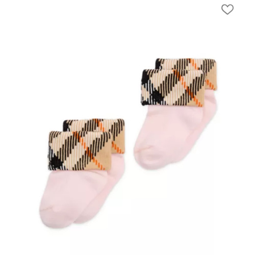 Unisex Check Turn Back Socks Set, Pack of 2 - Baby