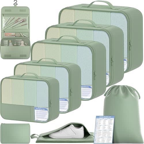 BAGAIL 9 Set Packing Cubes with Packing List Luggage Packing Organizers for Travel Accessories