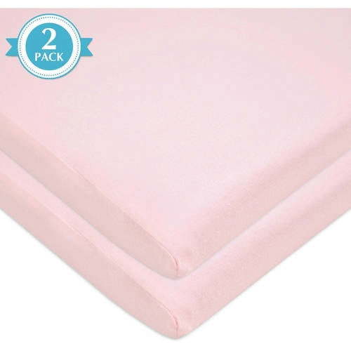 American Baby Company 15" x 33" 2-Pack Fitted Bassinet Sheet, 100% Natural Cotton Jersey Knit, Pink, Soft Breathable, for Girls