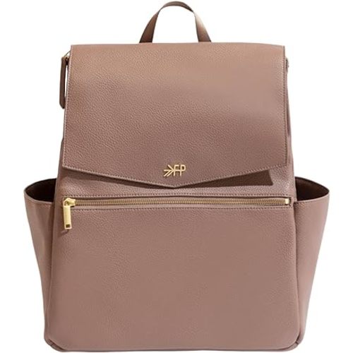Freshly Picked Classic II Diaper Bag Backpack, Wipeable Vegan Leather With Changing Pad, Convertible (Heather V2)