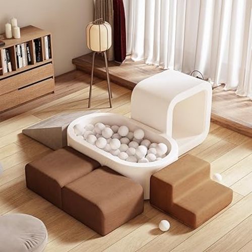 BanaSuper 6-Piece Climbing Toys for Toddlers, Kids Foam Blocks Playset with Ball Pit (Balls not Included), Toddler Indoor Soft Play Gym Activity Play Set for Crawling, Sliding and Playing