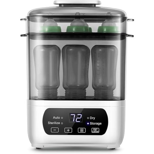Baby Bottle Steamer and Dryer, Electric Steamer and Dryer for Baby Bottles, 4-in-1 Bottle Steamer and Dryer, Universal Fit for All Bottles, LED Touch Screen, Auto Shut-Off
