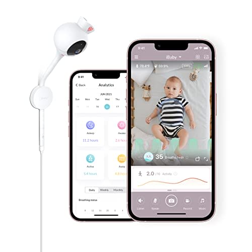 iBaby Smart Baby Breathing Monitor - with Camera and Audio, Tracking Baby's Breathing, Sleeping, Movement. i2 Wi-Fi Video Baby Monitor, Contactless, Work with Smartphone.