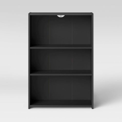 3 Shelf Bookcase Black - Room Essentials™: Modern Style, Wood Composite, Open Shelving Storage