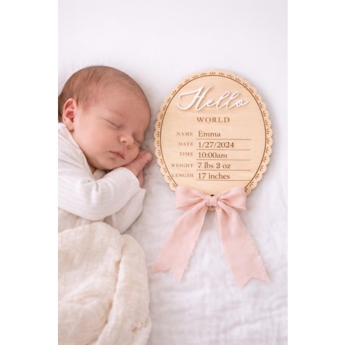 Hello World Baby Announcement Sign