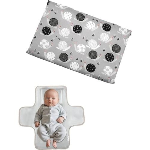 Cute Snail Portable Diaper Changing Mat,Waterproof Foldable Travel Changing Pad,On-The-Go Wipeable Reusable Changing Pad – Waterproof & Compact,for Diaper Bags,Travel,Car Backseat Changes,Strollers