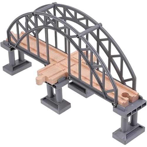 Train Bridge Model, Wooden Train Track Accessories Cross Railway Toys Train Scene Layout Props Toy for Kids Toddlers