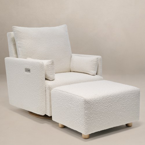 High Performance Bouclé Oyster | Ollie: A Chair and a Half | Swivel Nursery Recliner | Oilo™ Studio