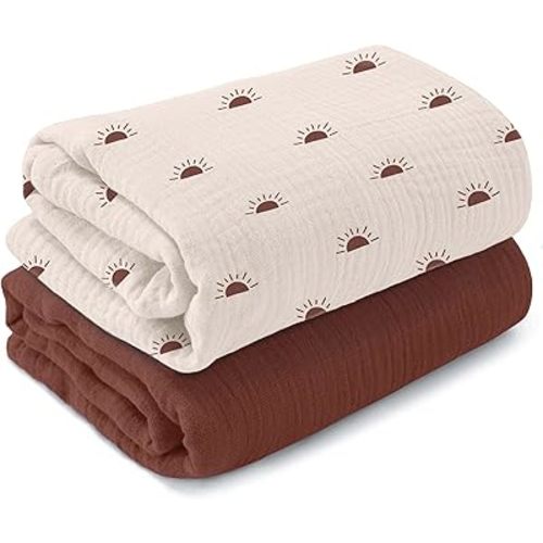 Muslin Swaddle Blankets 2 Pack – 100% Cotton, Soft & Breathable Muslin Baby Blanket for Newborns,Large Swaddle Blanket for Sleeping, Multi-Use Baby Swaddling for Boys & Girls