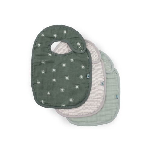 3-Pack Organic Cotton Muslin Bibs, Color: Sage Suns