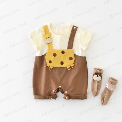 Baby Giraffe Fake Two Pieces Romper