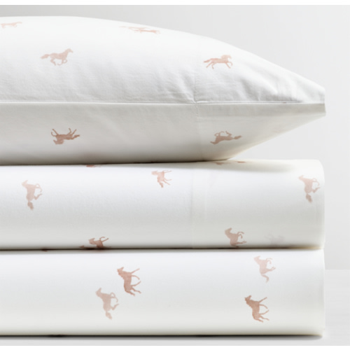 Galloping Horses Print Organic Cotton Crib-Fitted Sheet | RH Baby & Child