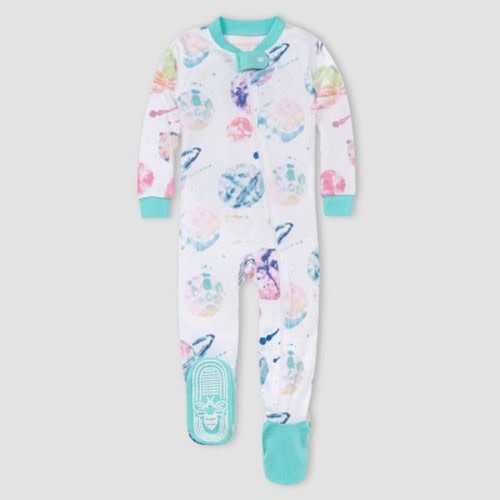 Burt's Bees Baby® Baby Girls' 2pc Watercolor Galaxy Snug Fit Footed Pajama - Blue