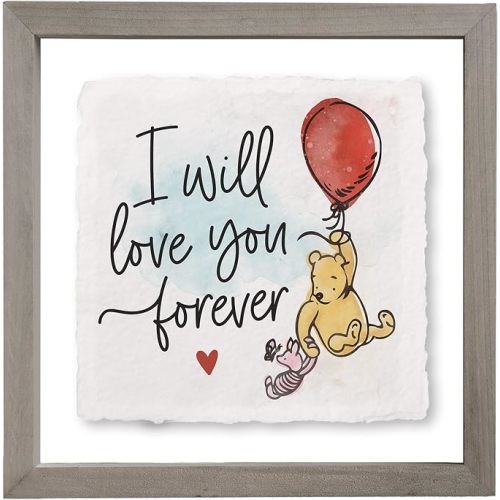 Winnie the Pooh Love You Forever 10 Inch Wood Float Frame Wall Decor, Made in USA